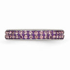 Stainless Steel Eternity Band with Light Purple Crystals Elegant Stackable Design