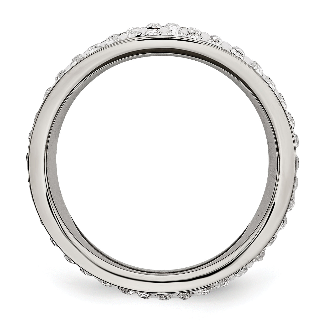 Stainless Steel 4mm Polished Crystal Wavy Ring Secondary image
