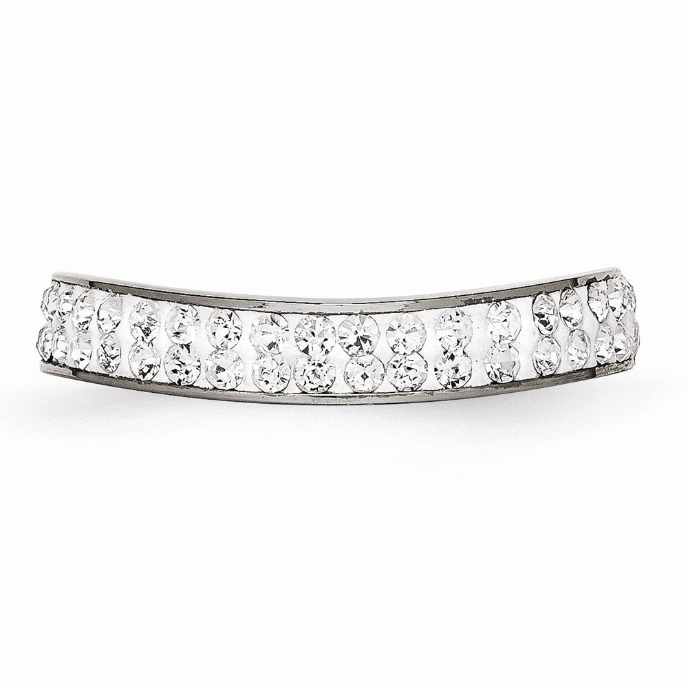 Stainless Steel Eternity Band with Crystal Accents and Wavy Design - 6 - 6