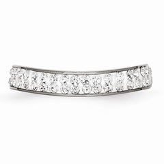 Stainless Steel Eternity Band with Crystal Accents and Wavy Design - 6 - 6