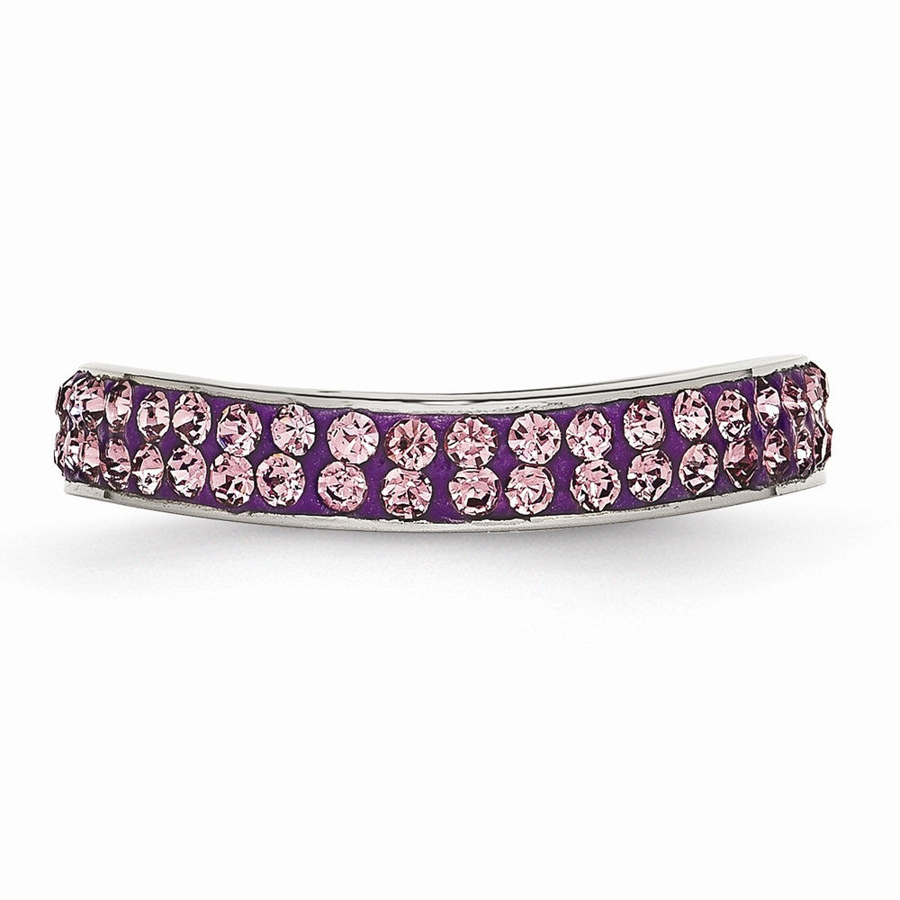 Stainless Steel Eternity Band with Polished Light Purple Crystal Elegance - 6 - 6