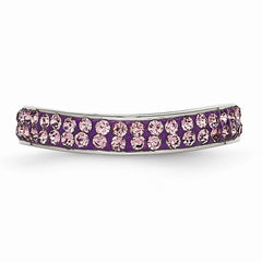 Stainless Steel Eternity Band with Polished Light Purple Crystal Elegance - 6 - 6