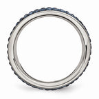 Sophia Jewelers Stainless Steel Blue Crystal Eternity Ring with Polished Wavy Design