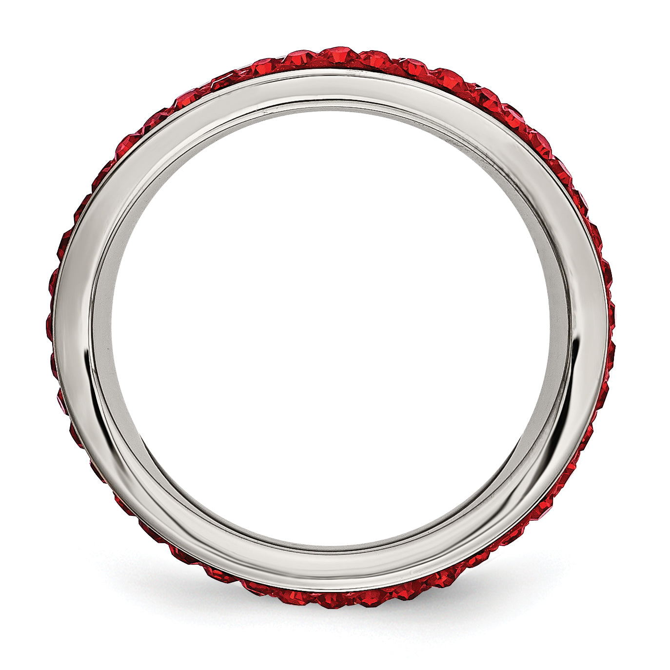 Stainless Steel 4mm Polished Red Crystal Ring Secondary image