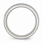 Stainless Steel Band with Blue Carbon Fiber Inlay Polished Comfort Fit