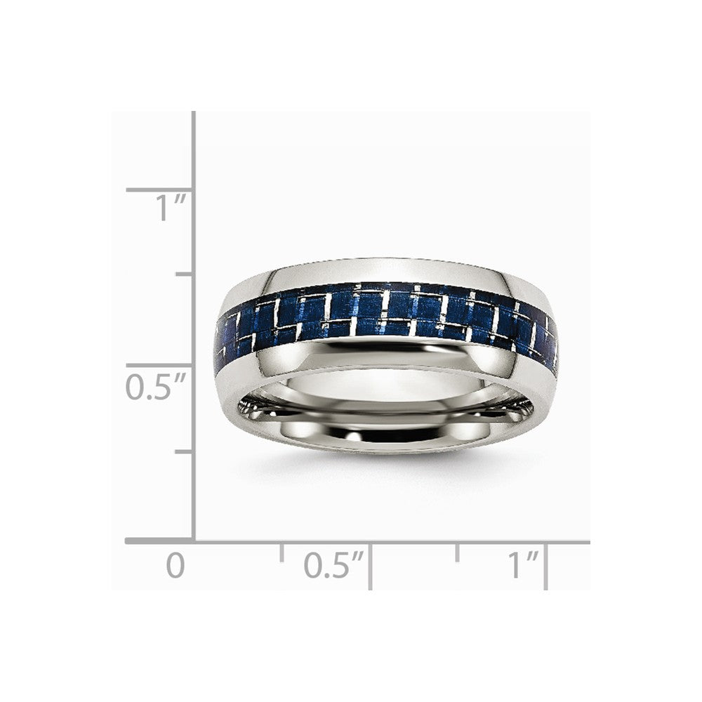 Stainless Steel Blue Carbon Fiber Inlay Polished Band