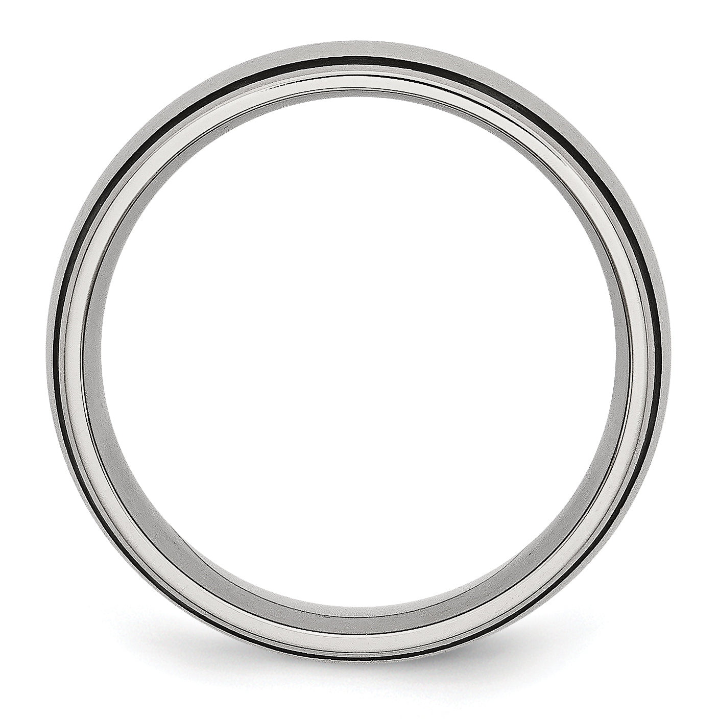 Brushed Wedding Band in Stainless Steel with Black Rubber, 8mm Secondary image