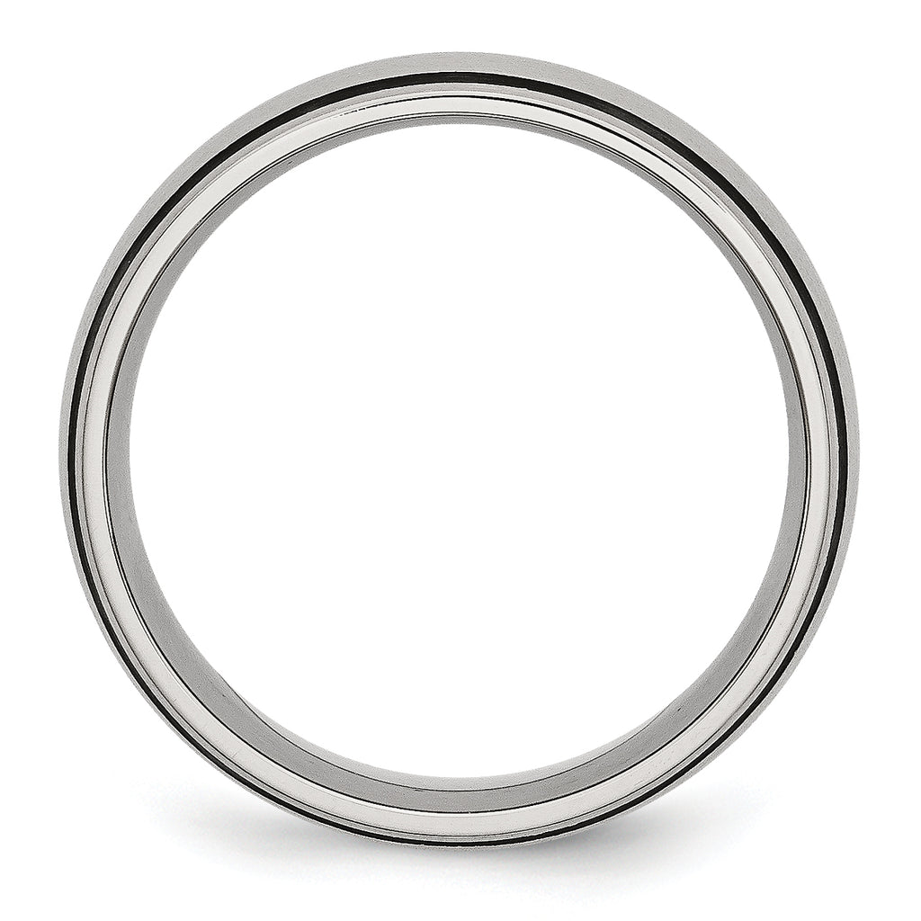 Brushed Wedding Band in Stainless Steel with Black Rubber, 8mm
