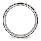 Brushed Wedding Band in Stainless Steel with Black Rubber, 8mm