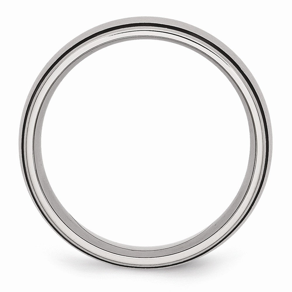 Stainless Steel Wedding Band with Black Rubber, Engravable Brushed Finish Secondary image
