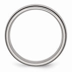 Stainless Steel Wedding Band with Black Rubber, Engravable Brushed Finish