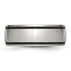 Brushed Wedding Band in Stainless Steel with Black Rubber, 8mm