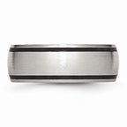 Stainless Steel Wedding Band with Black Rubber, Engravable Brushed Finish