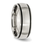 Brushed Wedding Band in Stainless Steel with Black Rubber, 8mm