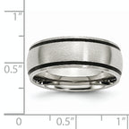 Brushed Wedding Band in Stainless Steel with Black Rubber, 8mm