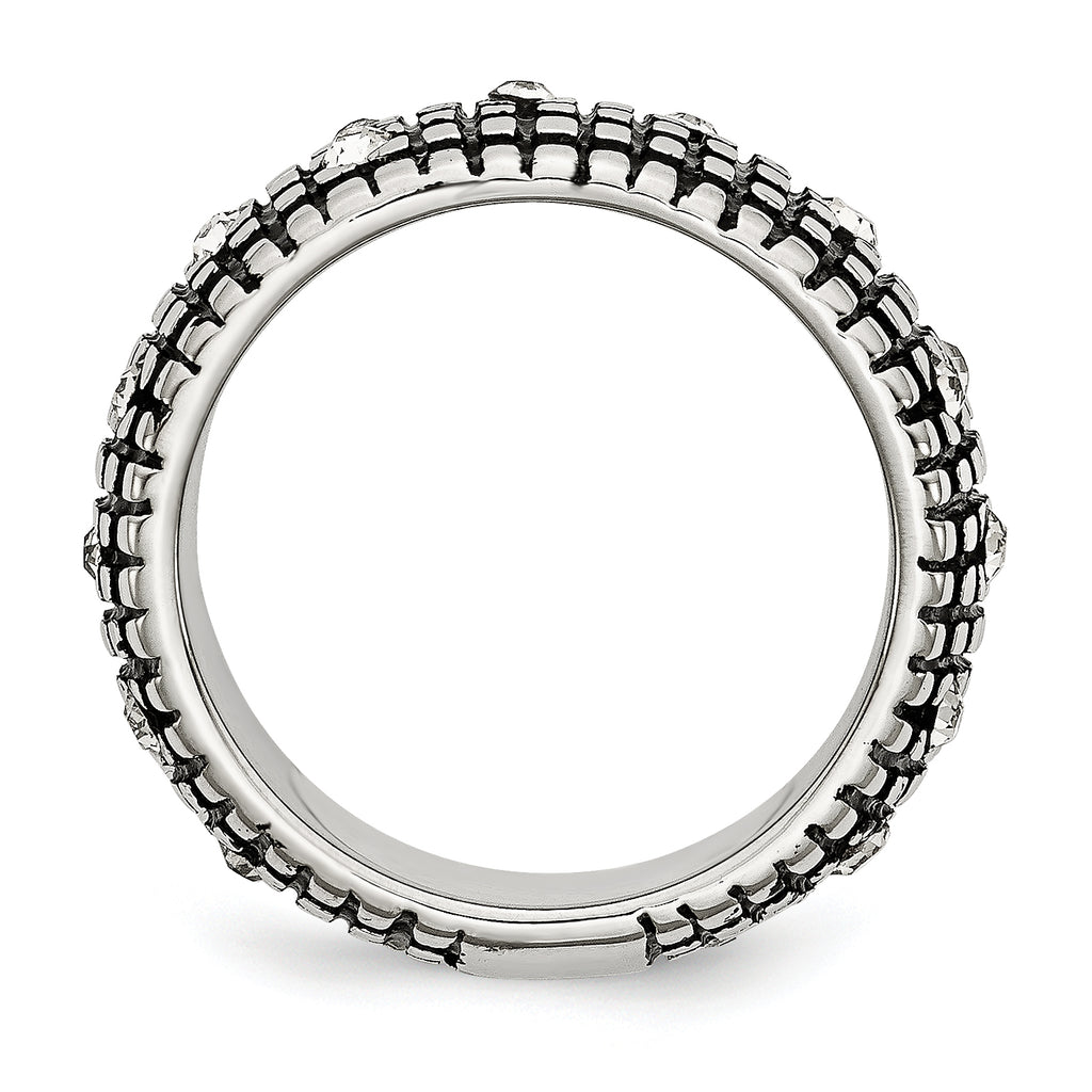 Crystal Band Ring in Stainless Steel, 10mm
