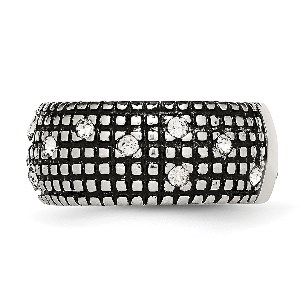 Crystal Band Ring in Stainless Steel, 10mm