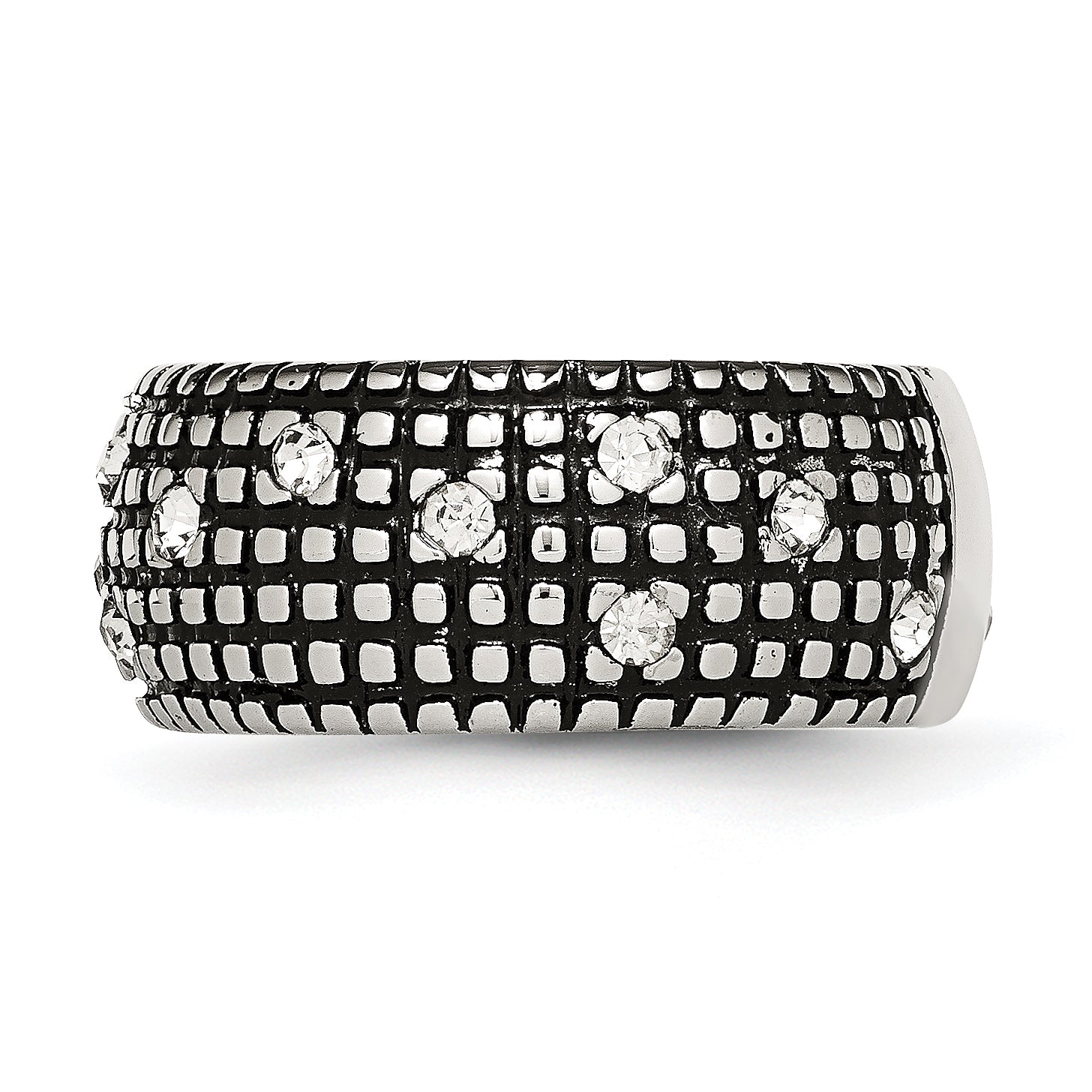Crystal Band Ring in Stainless Steel, 10mm