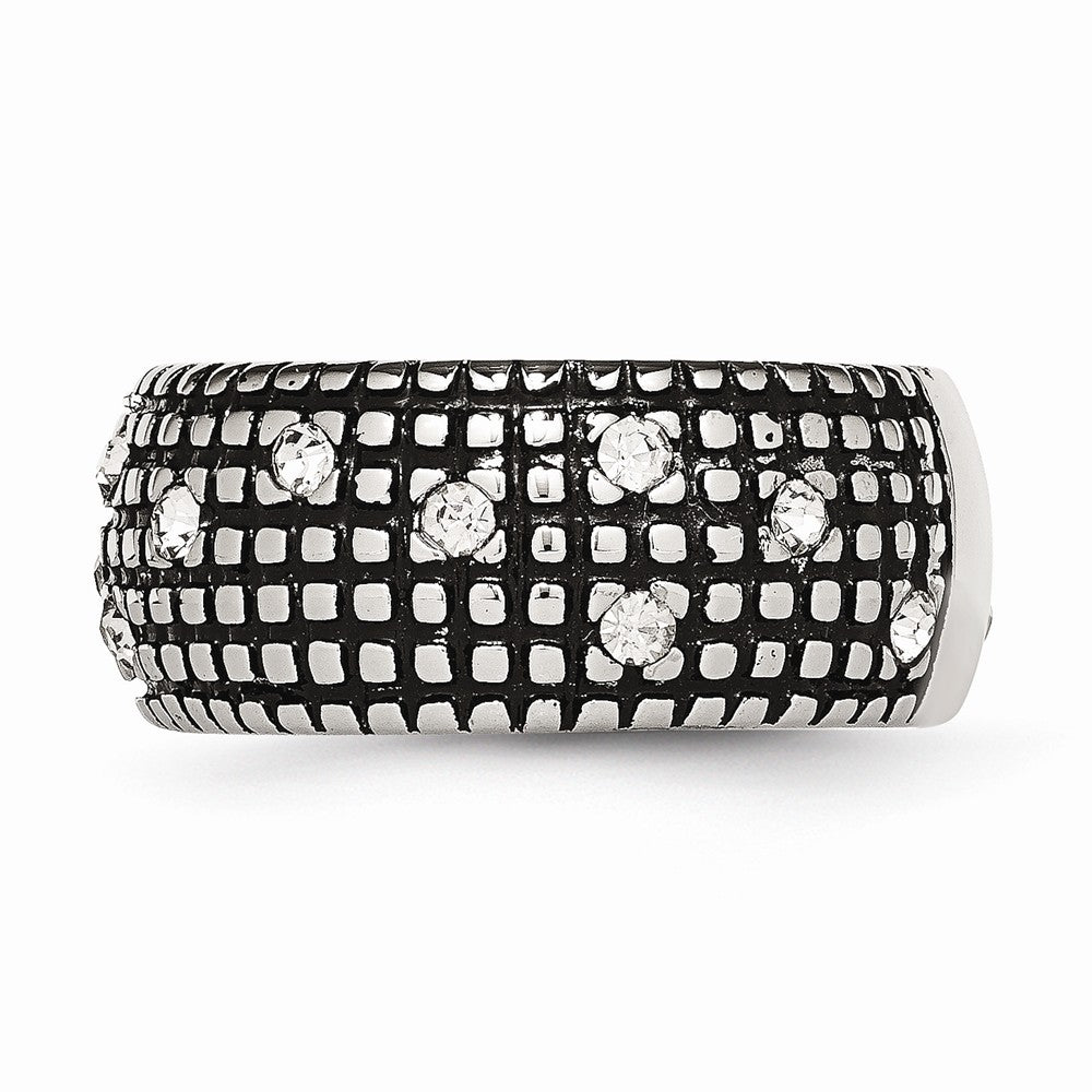 Crystal Band Ring in Stainless Steel, 10mm