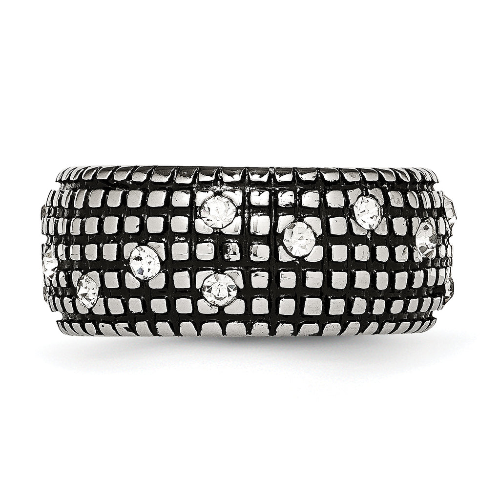 Crystal Band Ring in Stainless Steel, 10mm