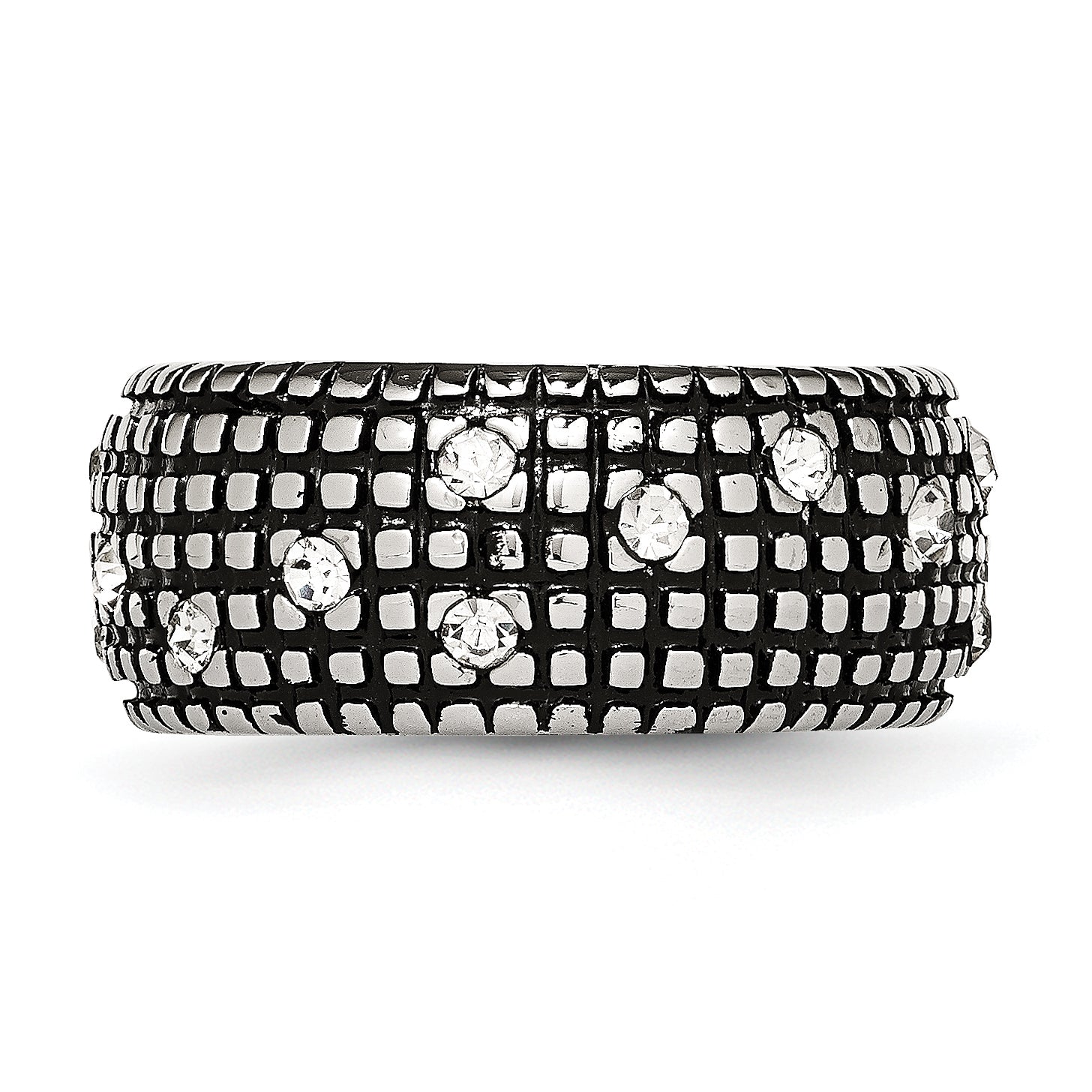 Crystal Band Ring in Stainless Steel, 10mm