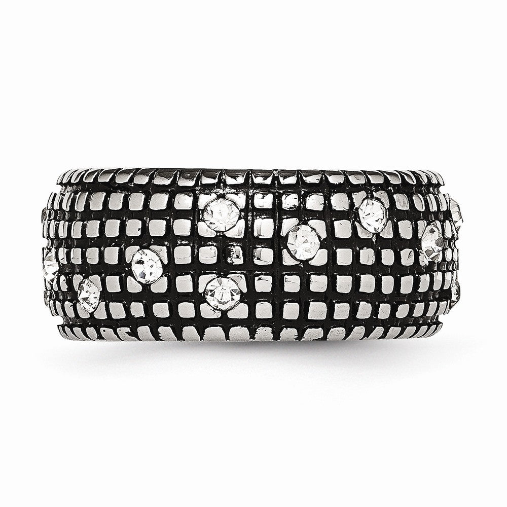 Crystal Band Ring in Stainless Steel, 10mm