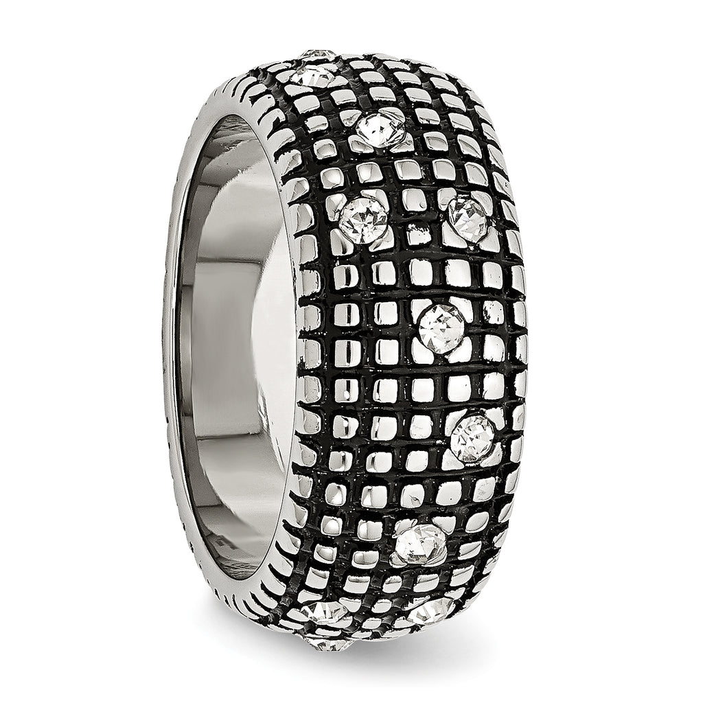 Crystal Band Ring in Stainless Steel, 10mm