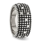 Crystal Band Ring in Stainless Steel, 10mm