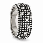 Crystal Band Ring in Stainless Steel, 10mm