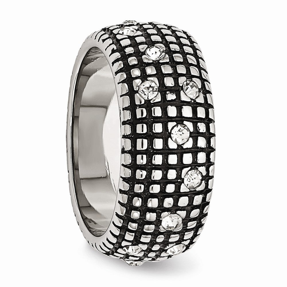Crystal Band Ring in Stainless Steel, 10mm