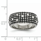 Crystal Band Ring in Stainless Steel, 10mm