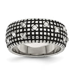 Crystal Band Ring in Stainless Steel, 10mm