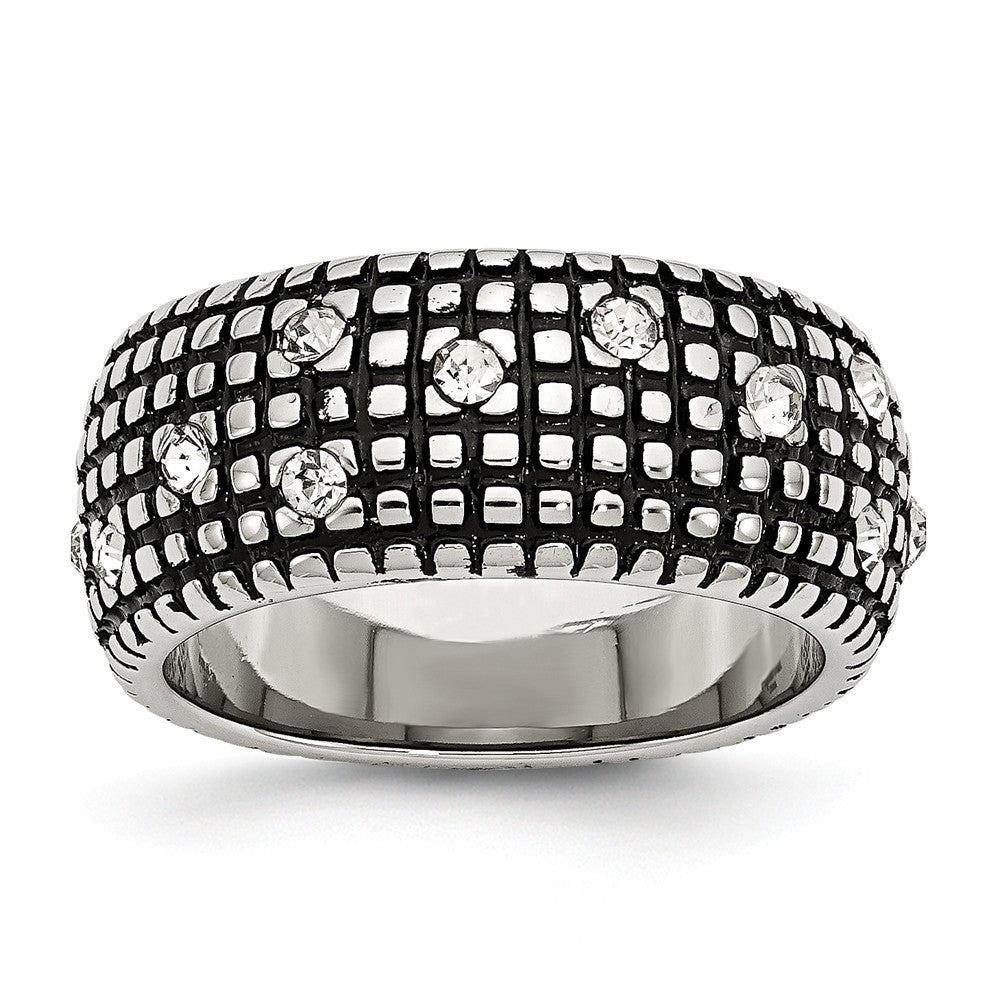 Crystal Band Ring in Stainless Steel, 10mm