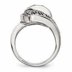 Sophia Jewelers Stainless Steel Crystal Swirl Ring with Polished Antiqued Finish - 6 - 6