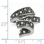 Crystal Swirl Ring in Stainless Steel, Antiqued Finish