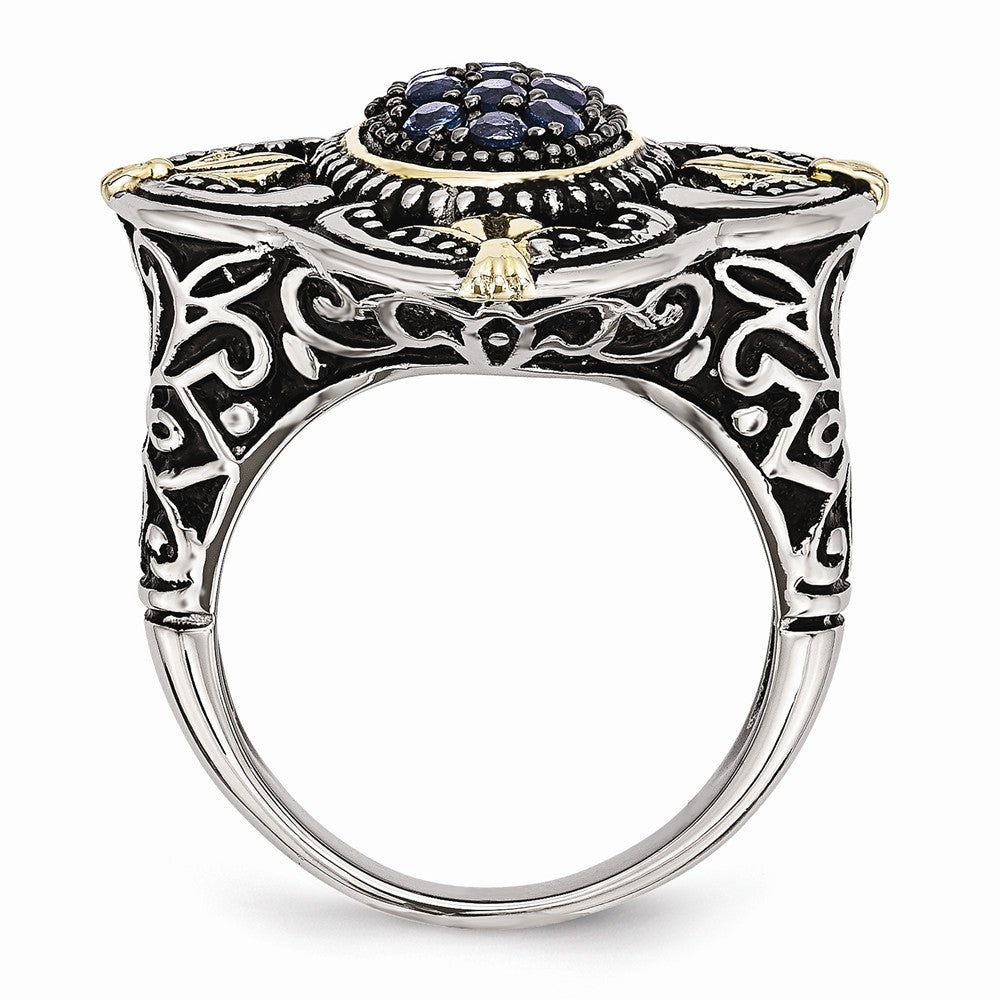 Sophia Jewelers Stainless Steel Ring with Blue Glass & Gold Accent Secondary image
