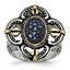 Sophia Jewelers Stainless Steel Ring with Blue Glass & Gold Accent