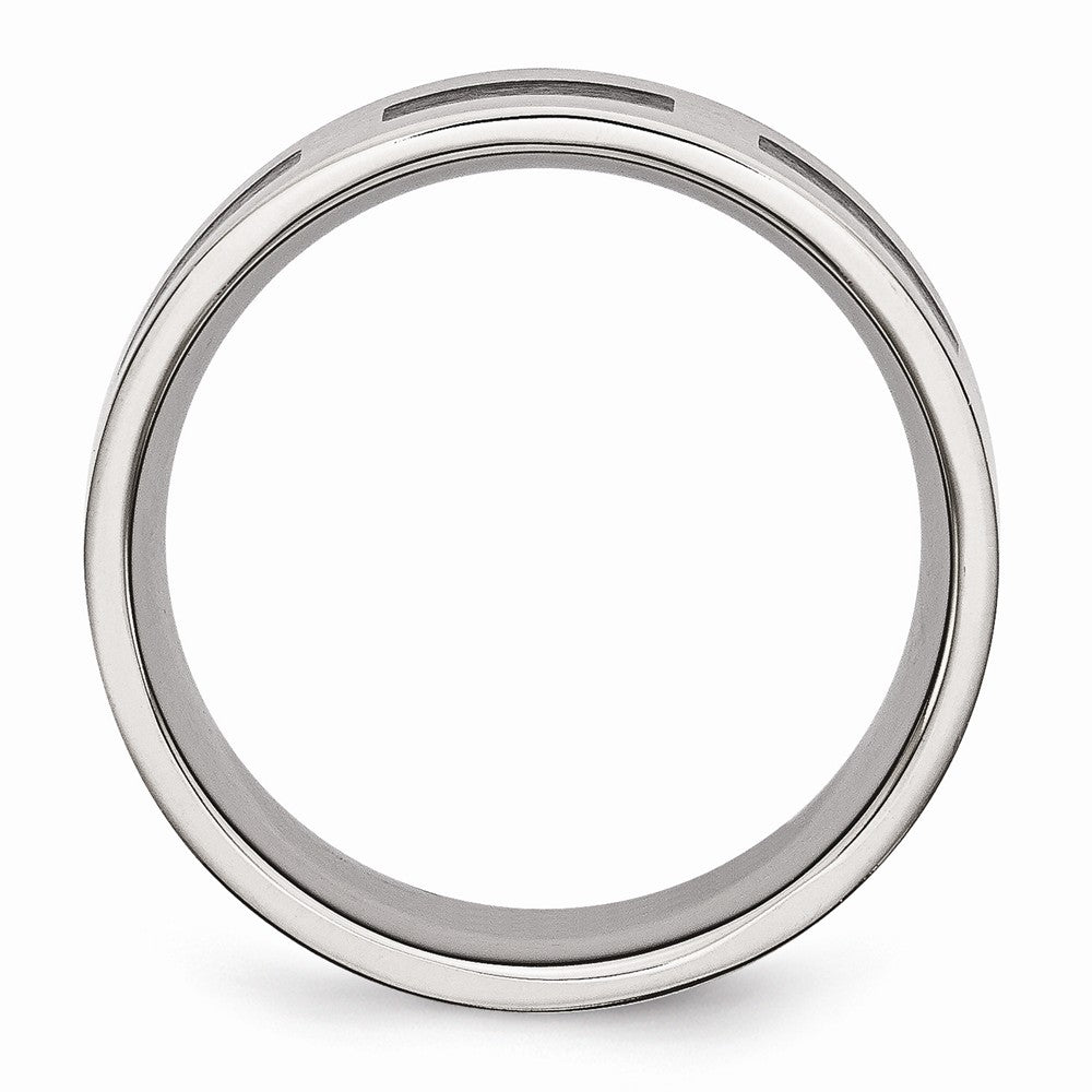 Sophia Jewelers Stainless Steel Black Rubber 8mm Engravable Flat Wedding Band