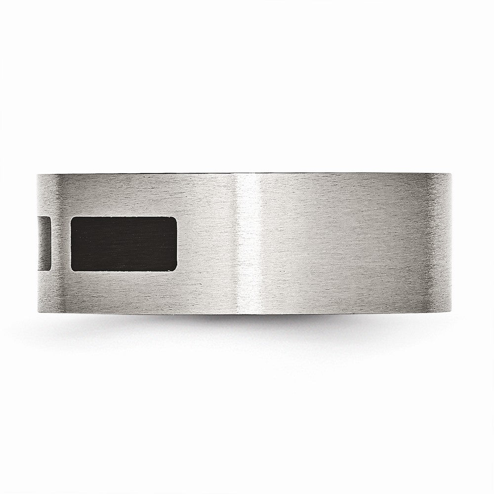 Sophia Jewelers Stainless Steel Black Rubber 8mm Engravable Flat Wedding Band