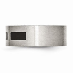 Sophia Jewelers Stainless Steel Black Rubber 8mm Engravable Flat Wedding Band