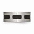 Sophia Jewelers Stainless Steel Black Rubber 8mm Engravable Flat Wedding Band