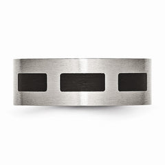 Sophia Jewelers Stainless Steel Black Rubber 8mm Engravable Flat Wedding Band
