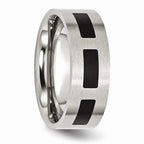 Sophia Jewelers Stainless Steel Black Rubber 8mm Engravable Flat Wedding Band