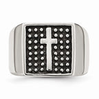Sophia Jewelers Polished Antiqued Stainless Steel Cross Ring Unisex