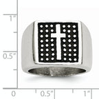 Stainless Steel Antiqued Polished & Textured Cross Signet Ring