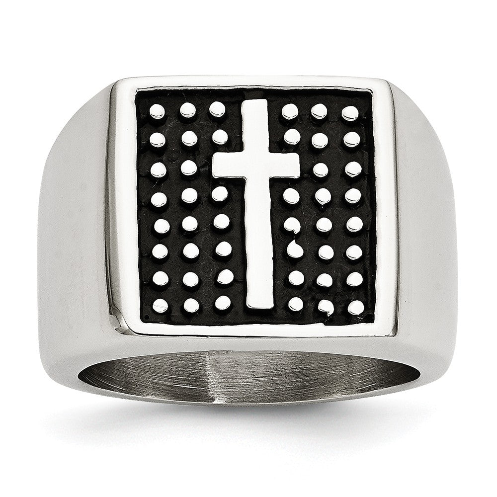 Sophia Jewelers Polished Antiqued Stainless Steel Cross Ring Unisex Main image