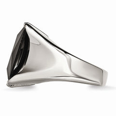 Stainless Steel Black CZ Polished Ring with Elegant Modern Design