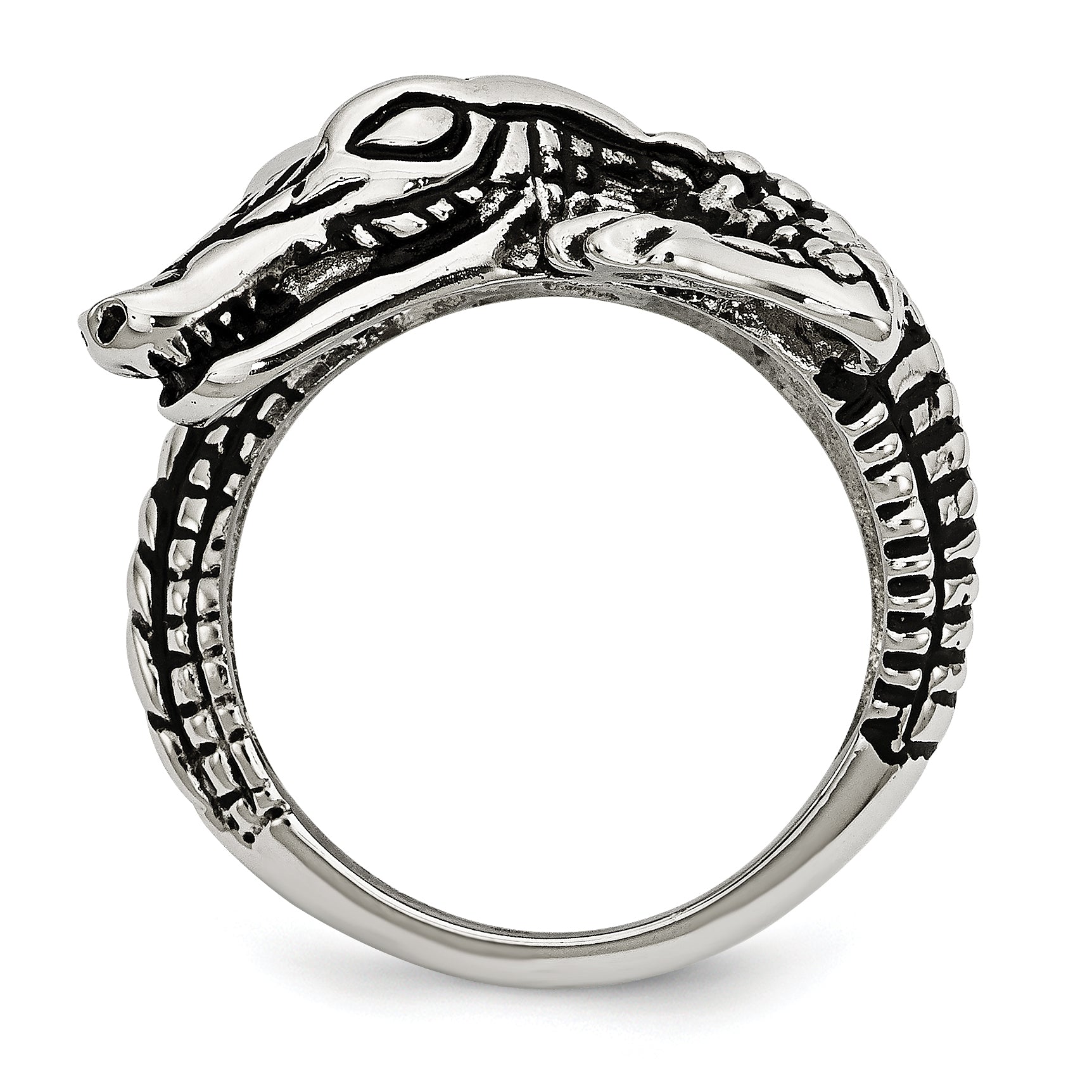 Stainless Steel Antiqued Alligator Ring Secondary image