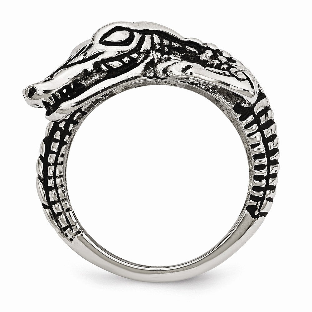 Sophia Jewelers Stainless Steel Alligator Ring Polished Antiqued Finish - 8