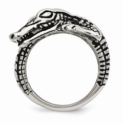 Sophia Jewelers Stainless Steel Alligator Ring Polished Antiqued Finish - 8